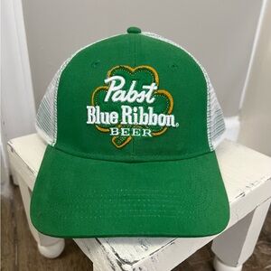 Pabst Blue Ribbon Green and White Hat